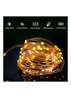 توبلس مجموعة شريط أضواء LED نحاسية مضادة للماء وتعمل بالطاقة الشمسية مكونة من 100 قطعة أصفر 100جرام  - Image 2
