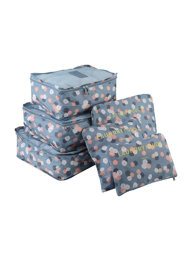 6-Piece Travel Bag Set Blue/White/Pink - Image 1