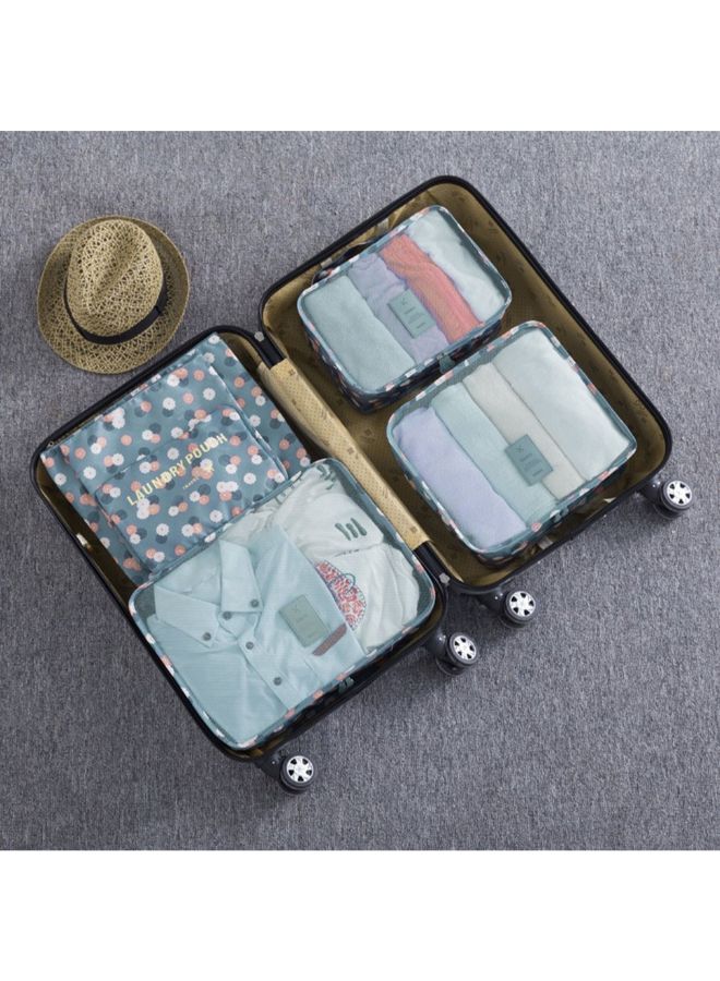 6-Piece Travel Bag Set Blue/White/Pink - Image 4