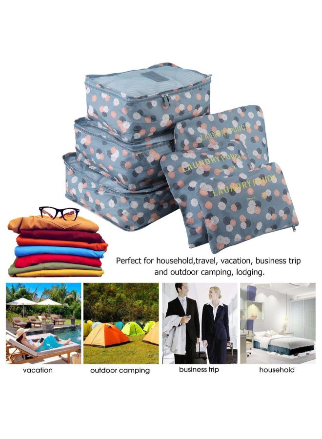 6-Piece Travel Bag Set Blue/White/Pink - Image 5