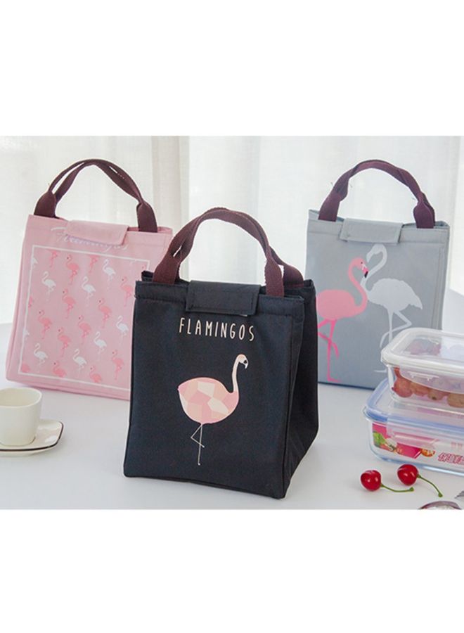 Generic - Flamingo Lunch Bag  oxford Black 24x2x19cm - Image 1