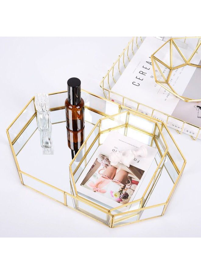 Generic Nordic Polygon Glass Makeup Organizer Tray Gold/Clear  - Image 3