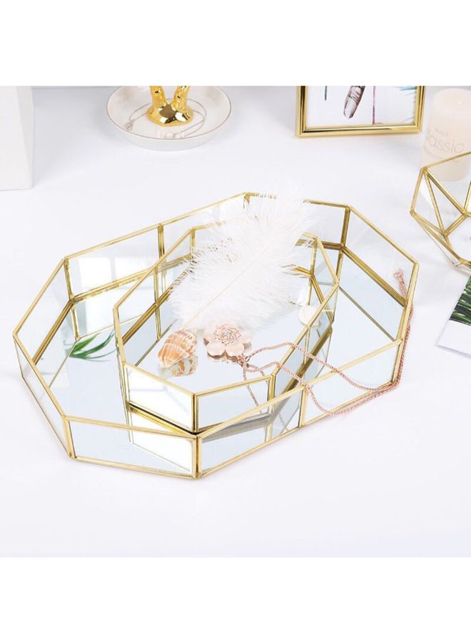 Generic Nordic Polygon Glass Makeup Organizer Tray Gold/Clear  - Image 5