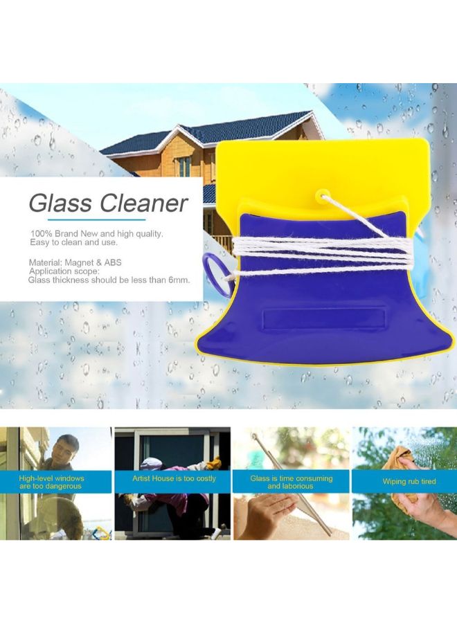 Magnetic Window Double Side Glass Wiper Cleaner Yellow/Blue - Image 3
