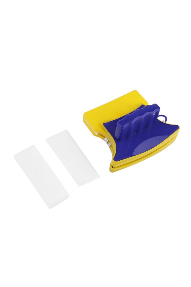 Magnetic Window Double Side Glass Wiper Cleaner Yellow/Blue - Image 1