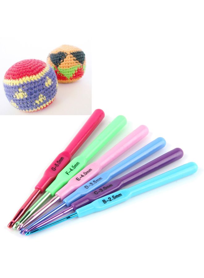 6-Piece Handles Crochet Hooks Needle Multicolour - Image 2