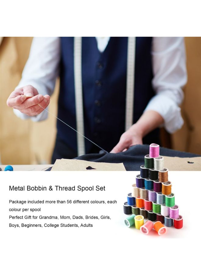 60-Piece Metal Bobbin And Thread Spool Set Multicolour  - Image 2