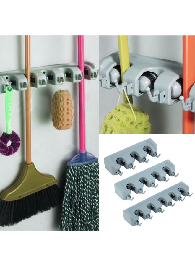 Wall Mounted Mop And Brush Broom Hanging Holder Gray  - Image 3