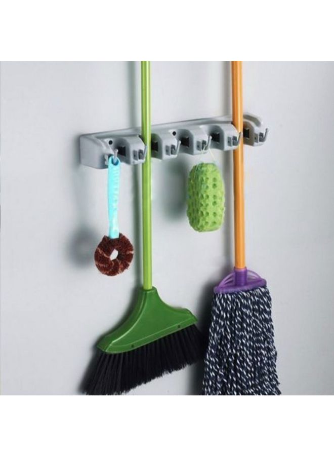 Wall Mounted Mop And Brush Broom Hanging Holder Gray  - Image 2