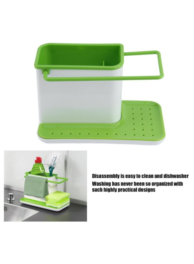 Generic - Kitchen Sink Utensil Holder with Drainer White/Green - Image 1