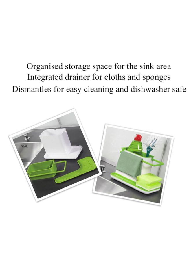 Generic - Kitchen Sink Utensil Holder with Drainer White/Green - Image 1