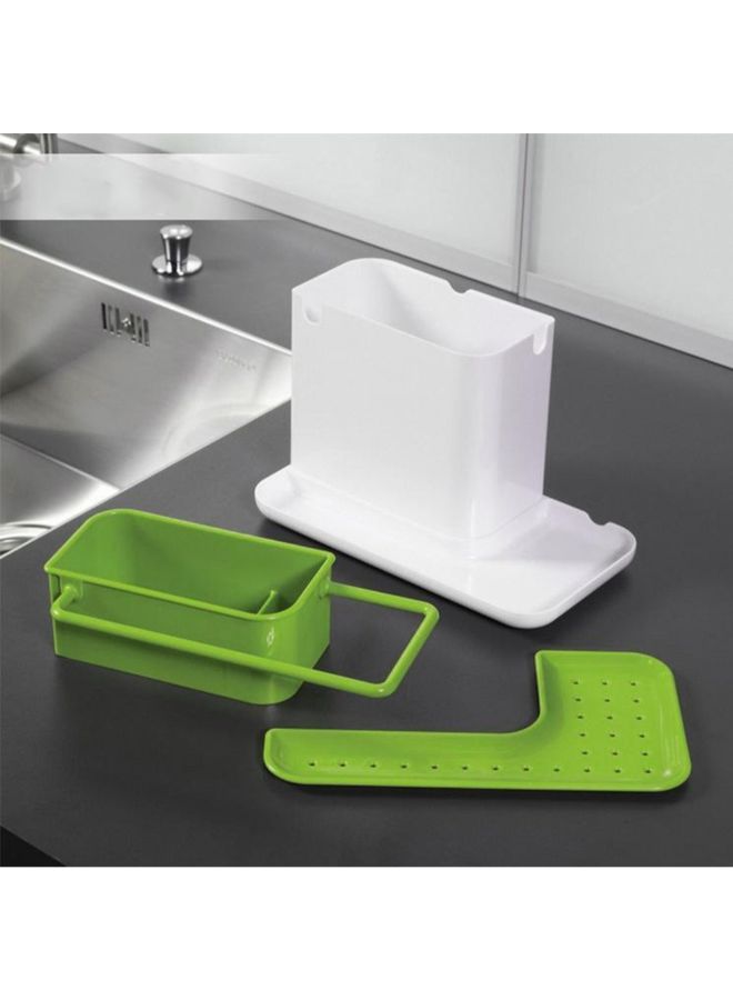 Generic - Kitchen Sink Utensil Holder with Drainer White/Green - Image 1
