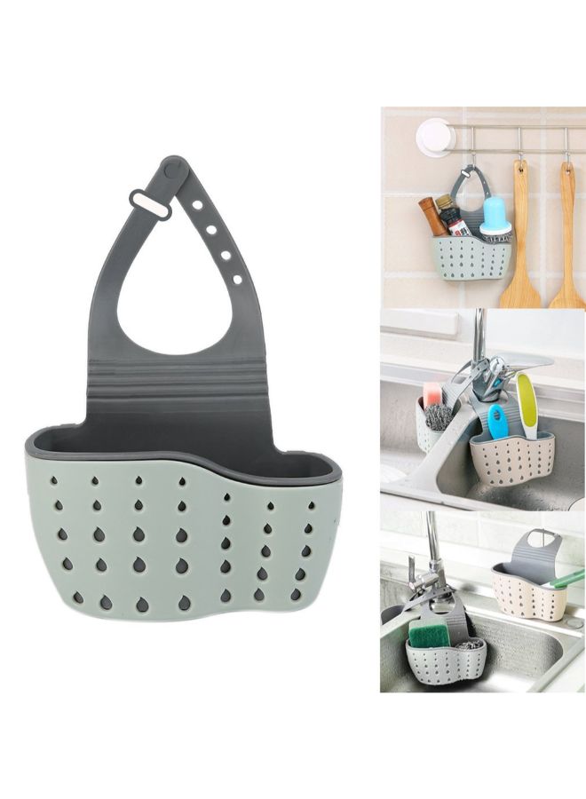 رف قابل للتعديل يثبت على الحوض لحمل الصابون والإسفنج في الحمام والمطبخ رمادي 13*5*21سم - Image 2