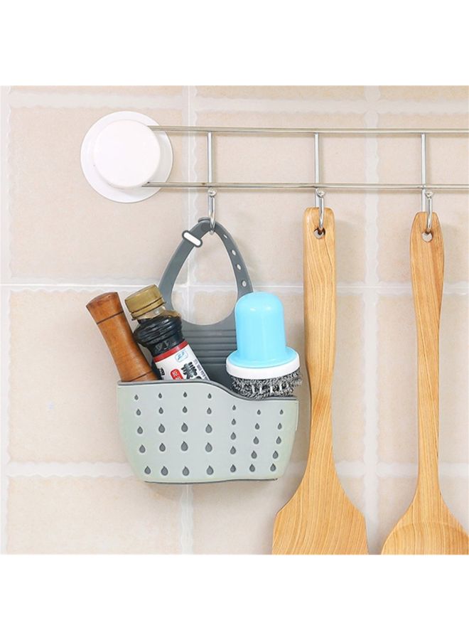 رف قابل للتعديل يثبت على الحوض لحمل الصابون والإسفنج في الحمام والمطبخ رمادي 13*5*21سم - Image 3