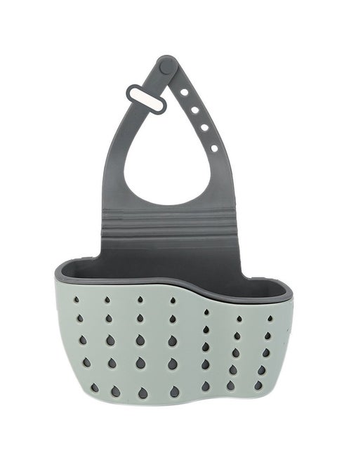 Adjustable Kitchen Hanging Drain Basket Sink Shelf Soap Sponge Bathroom Rack Grey 13*5*21cm