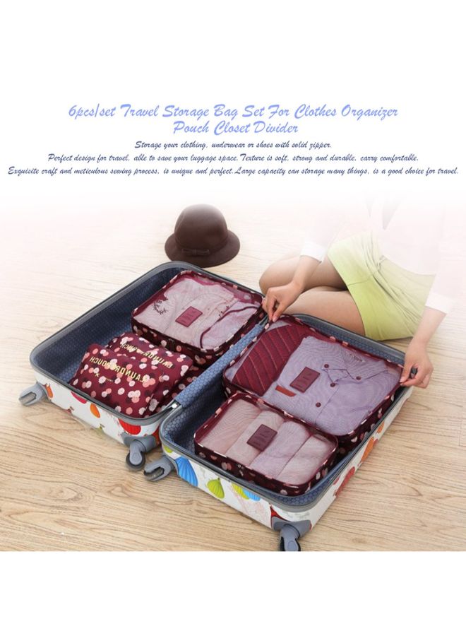 6-Piece Travel Storage Bag Set Red