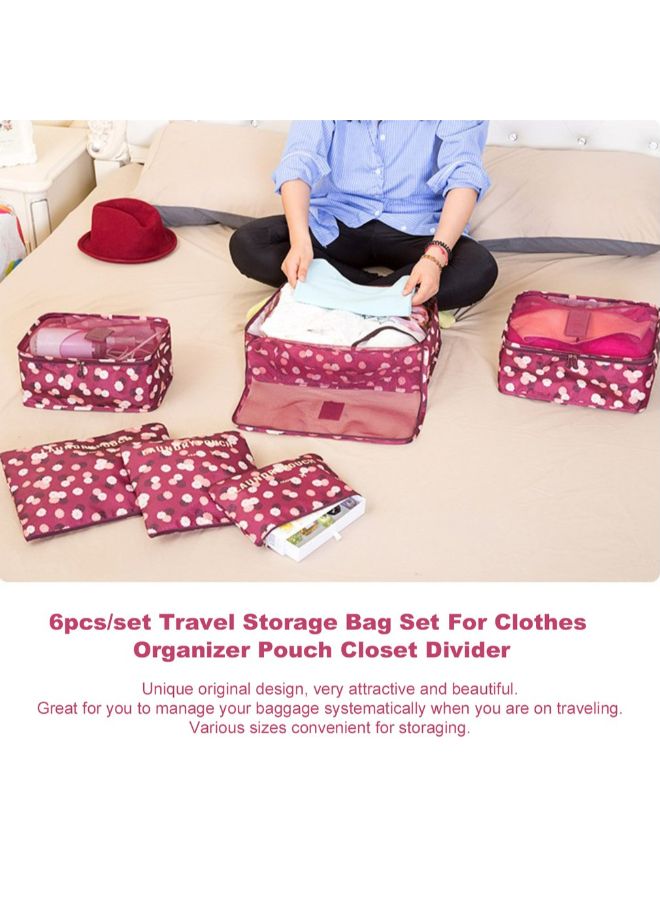 6-Piece Travel Storage Bag Set Red