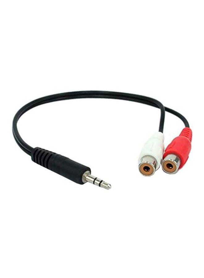 كابل RCA محول من مقبس ذكر إلى منفذين AV أنثى بطول 3.5 مم أسود/أحمر/أبيض - Image 1