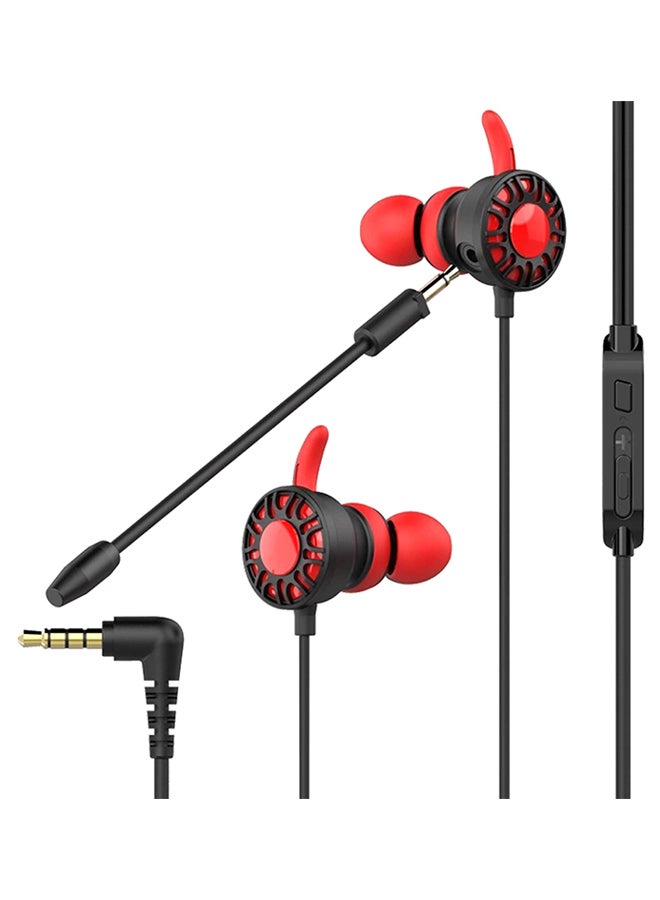 شاربدو سماعات أذن داخلية ستيريو أحمر وأسود