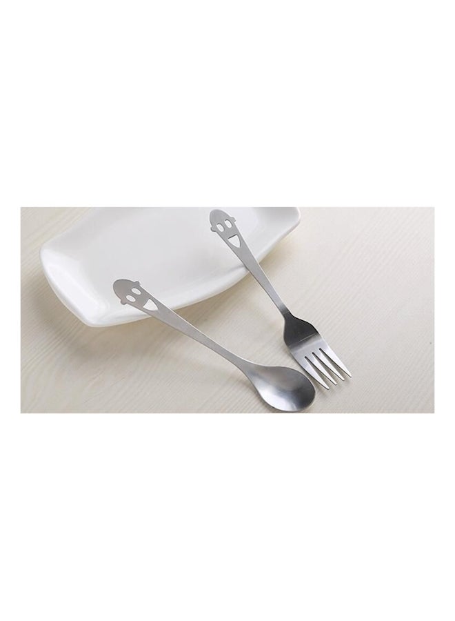 سمايل طقم من قطعتين شوكة وملعقة فضي - Image 2