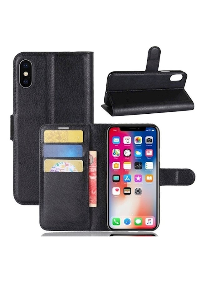 Protective Wallet Card Case Cover For Apple iPhone X/Xs Black  - Image 1