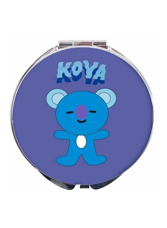 Cartoon Print Small Pocket Mirror purple 7 x 7cm