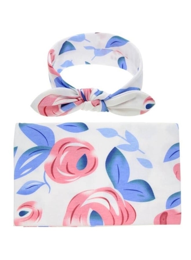 Printed Swaddle Blanket With Headband