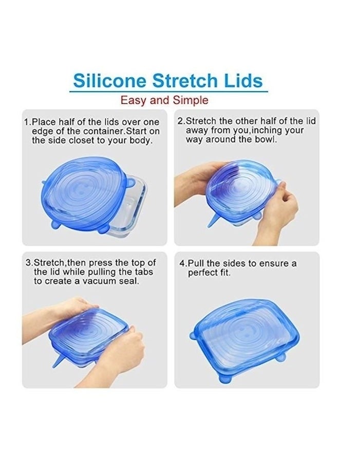 6-Piece Stretch Lids Blue 6-Piece  - Image 4