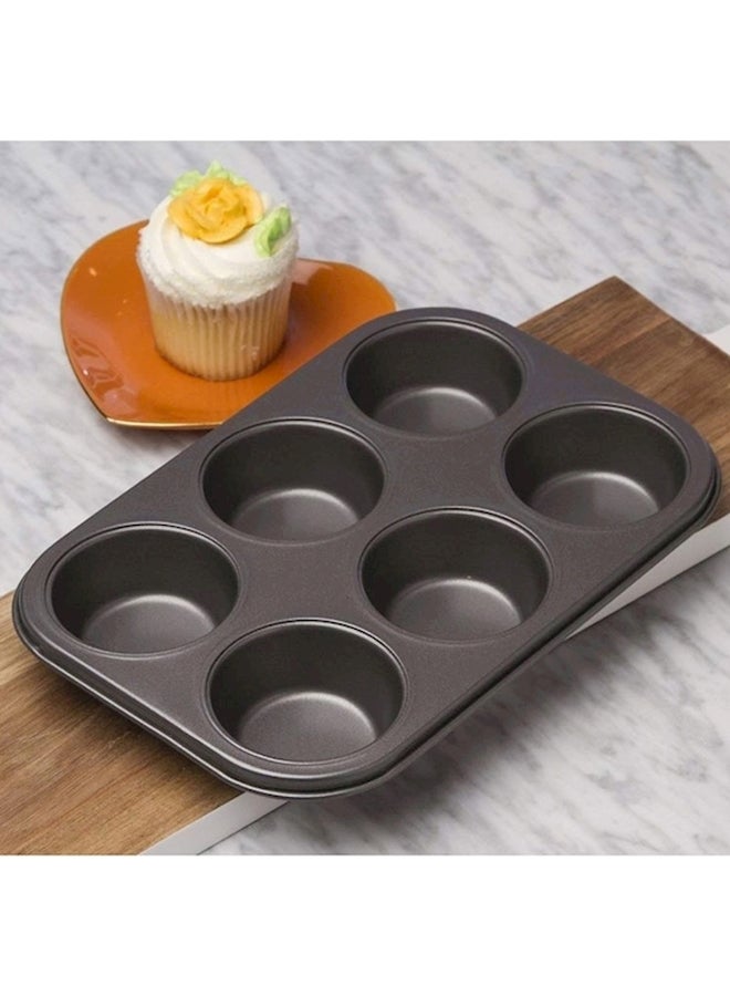 صينية لخبز كيك المافن قليلة العمق مكونة من 6 أكواب أسود - Image 3