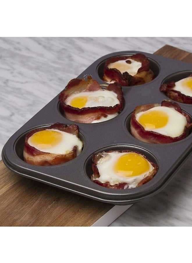 صينية لخبز كيك المافن قليلة العمق مكونة من 6 أكواب أسود - Image 4