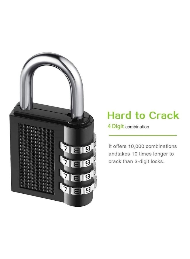 Faster - 4 Digit Combination Padlock Black/Silver 1.57x3x1.26inch - Image 1