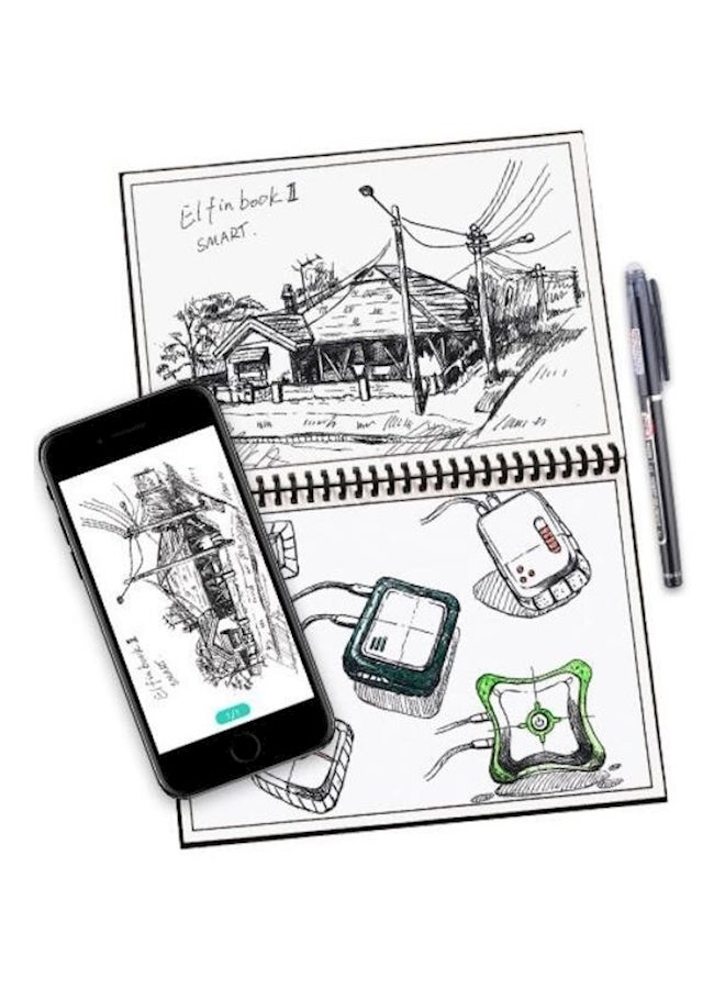 Generic - 100 Pages Smart Notebook 2.0 With Pen Black/White - Image 1