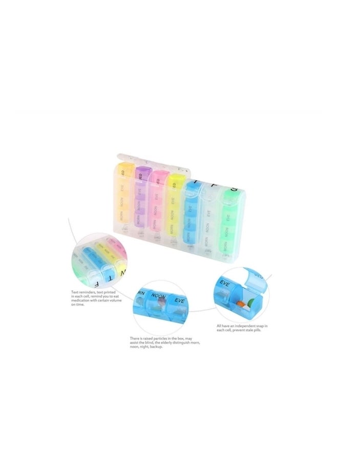Generic - Weekly Daily 7 Day Pill Box Medicine Tablet Storage Organiser Dispenser Holder Multi Color - Image 1