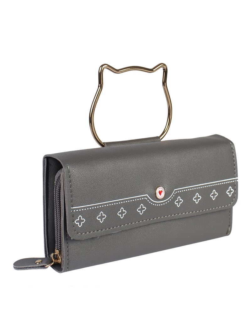 LONDON FASHION Trendy Fashion Clutch Dark Grey  - Image 3
