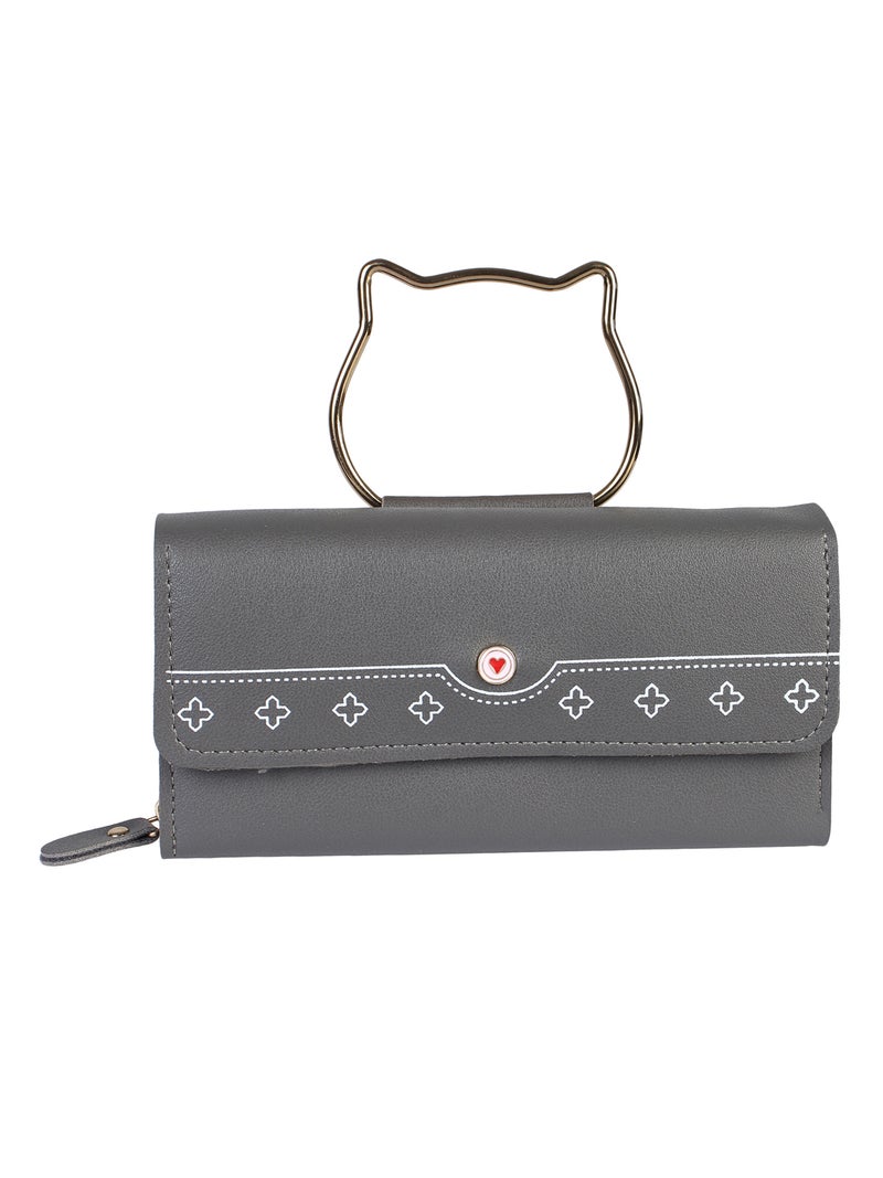 LONDON FASHION Trendy Fashion Clutch Dark Grey  - Image 1