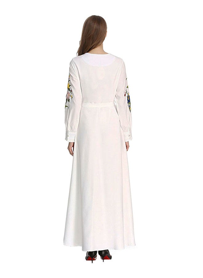 Floral Print Round-Neck Maxi Dress White - Image 2