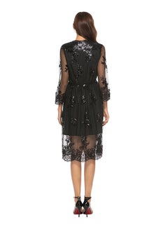 Generic Sequins See-Through Midi Dress Black  - Image 2