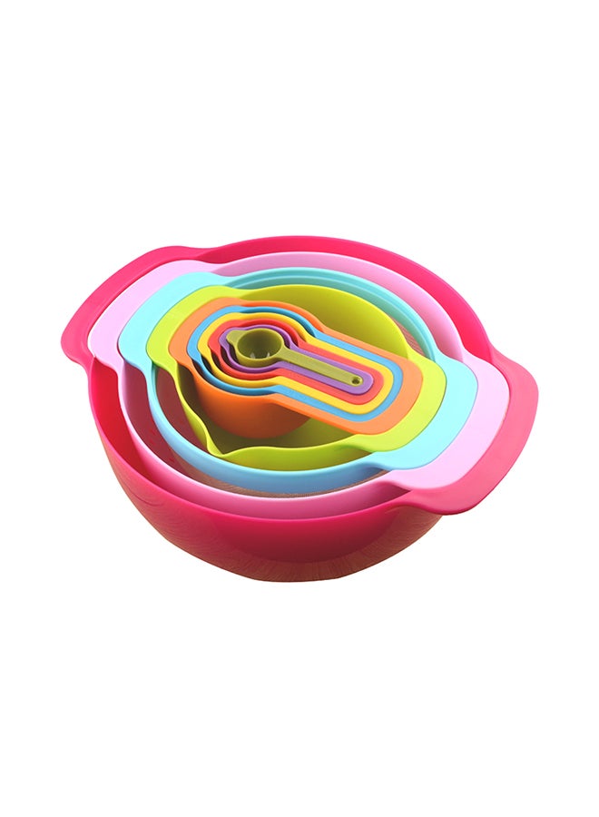 Four Am 10-Piece Mixing Bowl With Measuring Cups And Spoons  Set Multicolour 31x12x26centimeter - Image 1