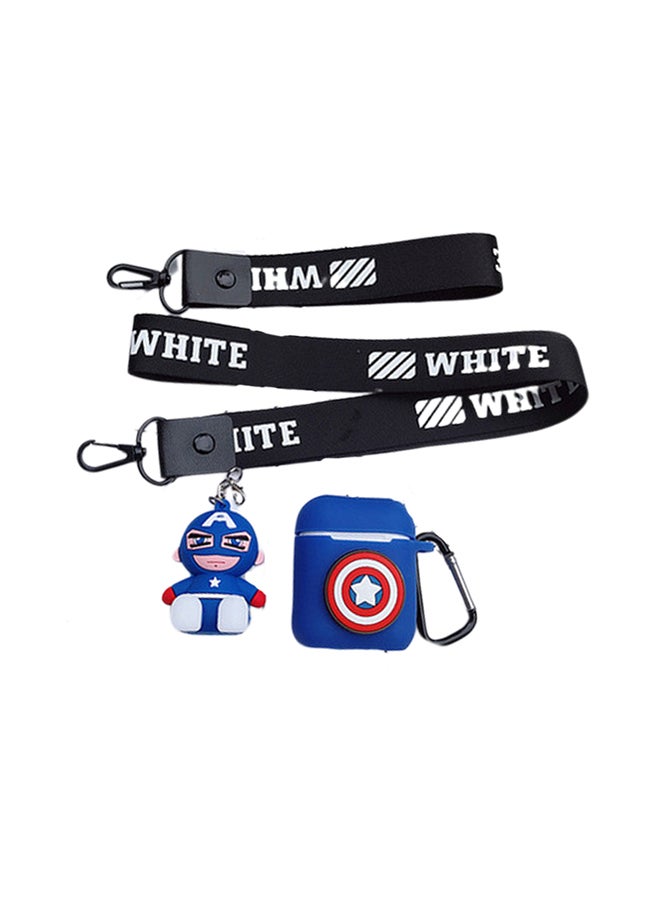 Cool Baby Captain America Case For Apple AirPods With Drop Chain Blue/Red - Image 2
