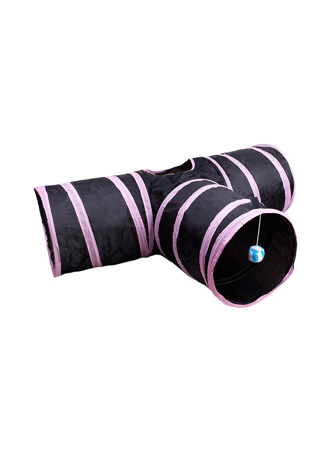 Generic Pet Cat Foldable 3-Holes Tunnel Pink/Black 59x9.8x9.8inch - Image 2