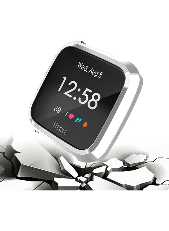 EHOME Slim Full Screen Protector Protect Frame Case Cover For Fitbit Versa Lite Watch Silver - Image 2