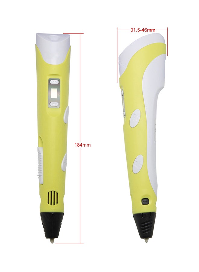 قلم طباعة ثلاثي الأبعاد مزود بشاشة LED أصفر - Image 2