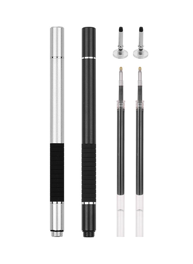 2-Piece Touchscreen Stylus Pen Set Black/Silver - Image 1