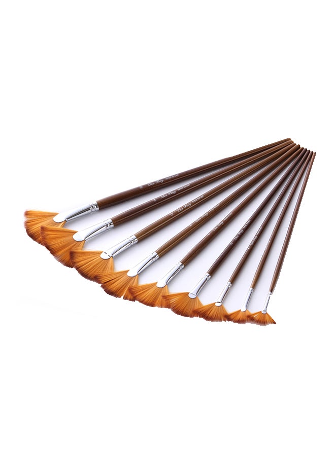 9-Piece Synthetic Painting Brush Set Flaxen - Image 2