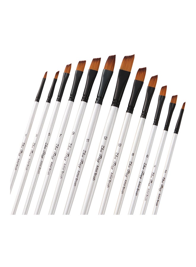Generic 12-Piece Professional Paint Brush Set Pearl White  - Image 2