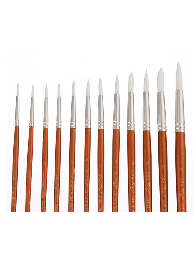 12-Piece Artist Paint Brush Set Brown - Image 2