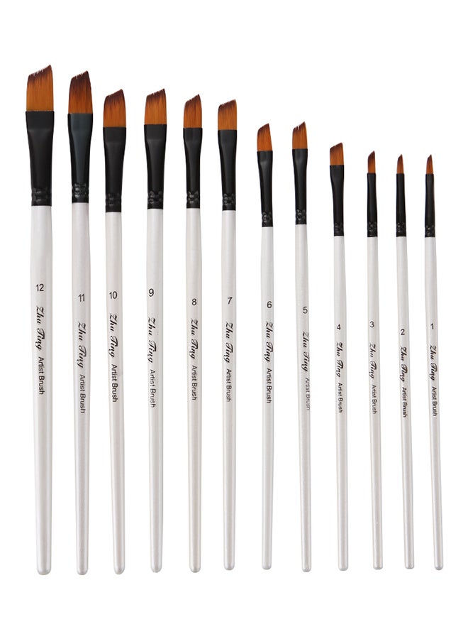 Generic 12-Piece Professional Paint Brush Set Pearl White  - Image 1
