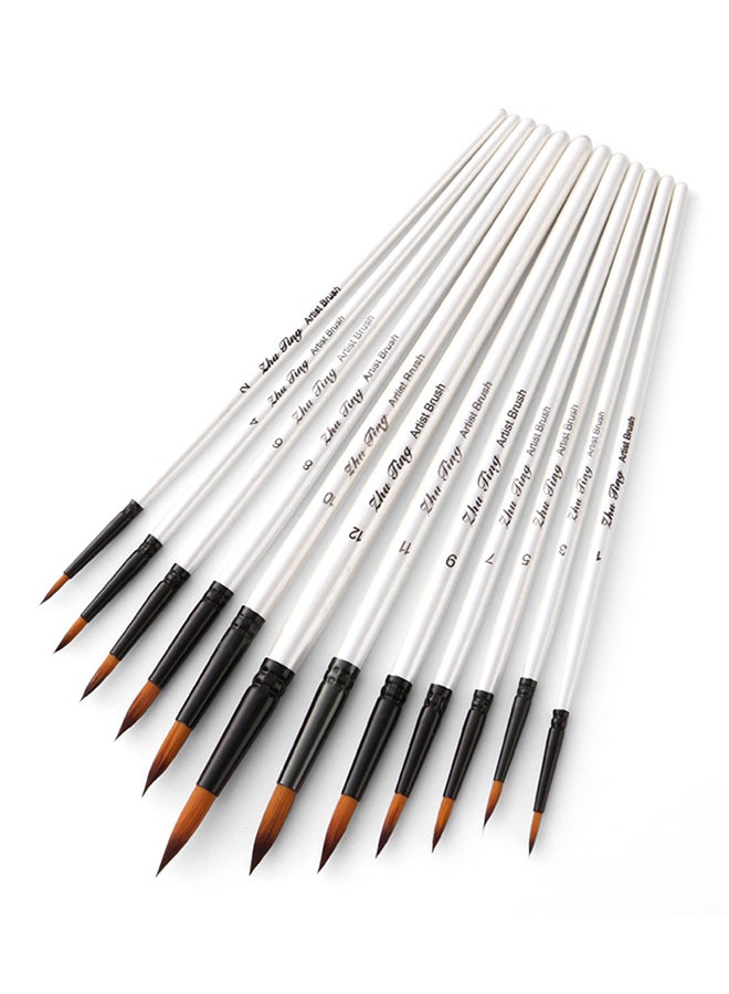 12-Piece Professional Paint Brush Set Pearl White - Image 2