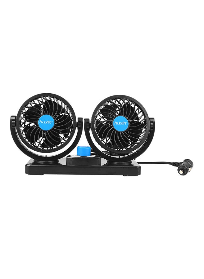 Generic Car Double Head 360° Rotating Cooling Fan Black 