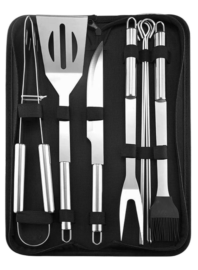 Generic 9-Piece BBQ Grill Tool Set Silver 35centimeter  - Image 1